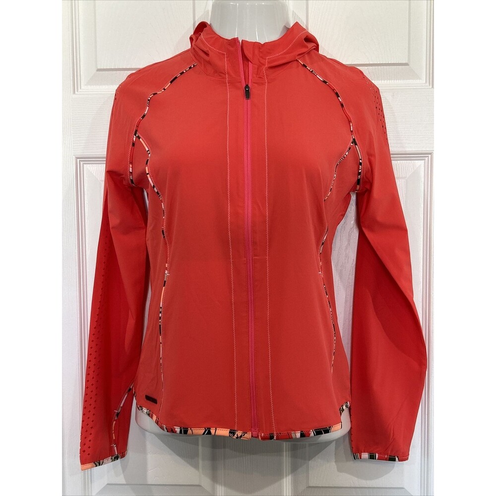 Womens CHASE 54 Hooded Golf Running Fitness Jacket Thumbholes Vented Coral M